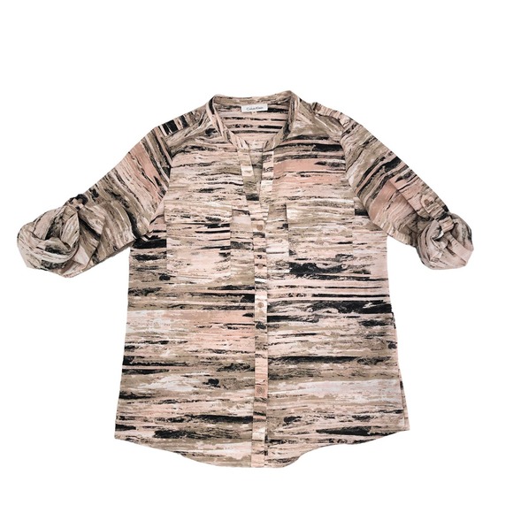 Calvin Klein Womens Size Medium Button-Up Roll Tab Sleeves Blouse Professional - Picture 9 of 9